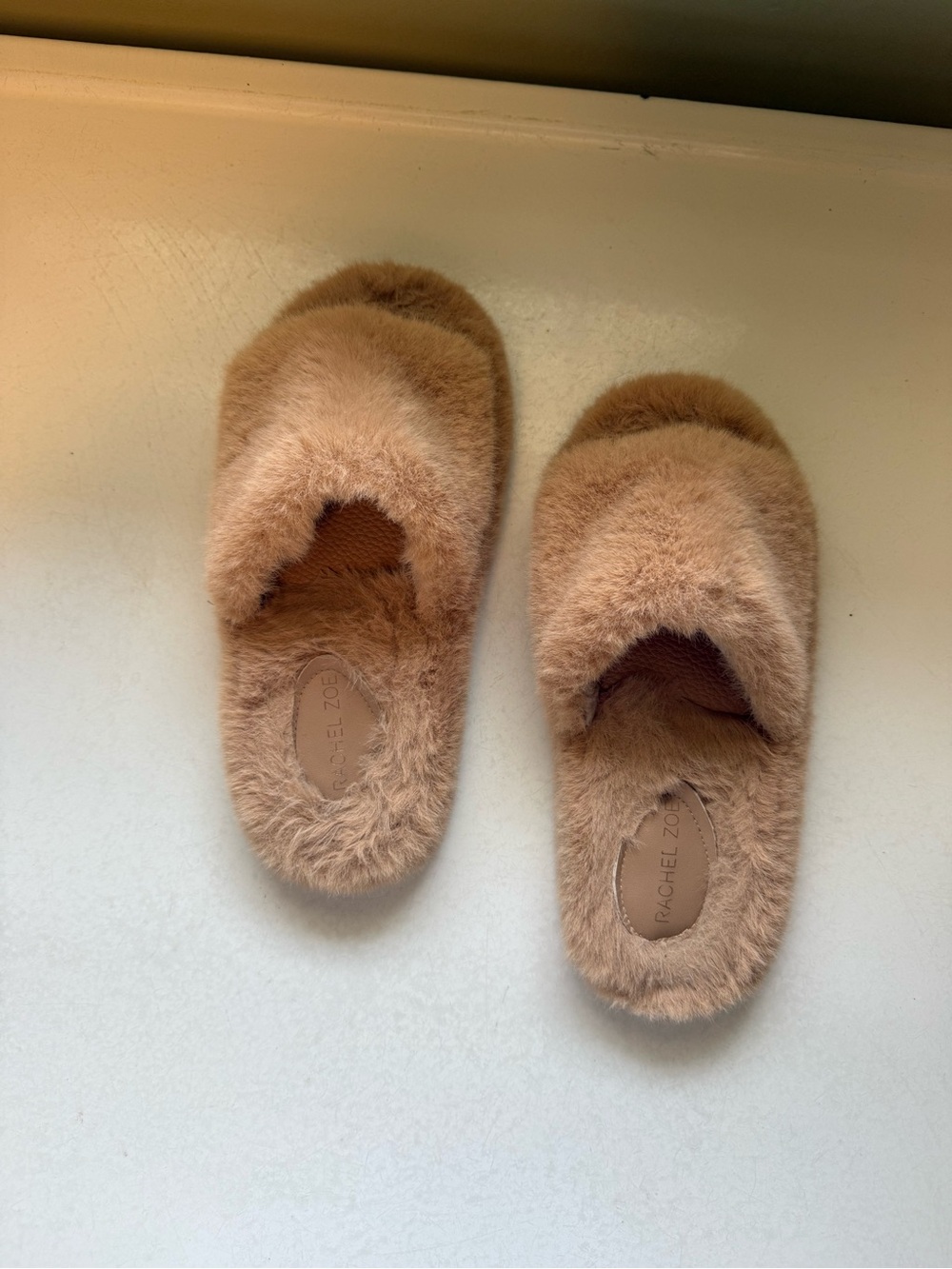 Rachel Zoe Faux-Fur Slide Slippers in Tan
